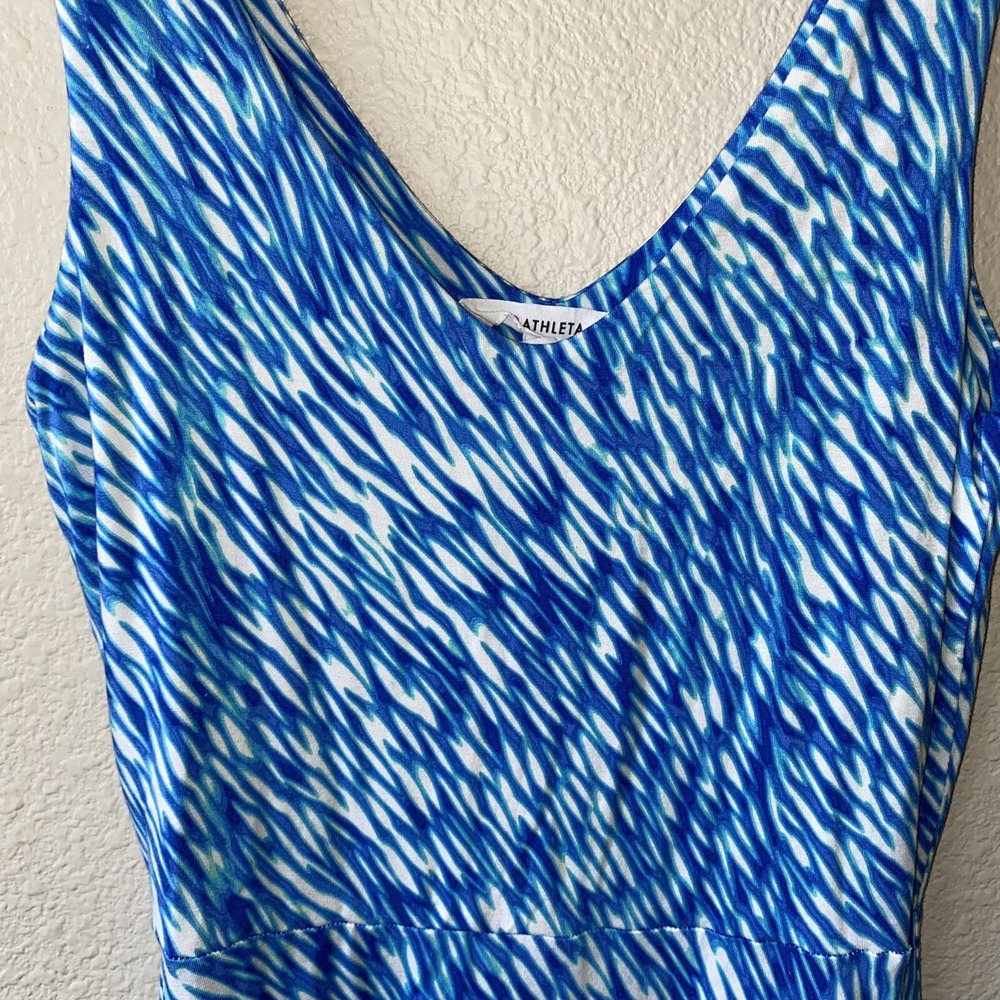 ATHLETA Starfish Reef Print Dress Sleeveless Blue Size XS Stretch Beach Cruise - Picture 4 of 7
